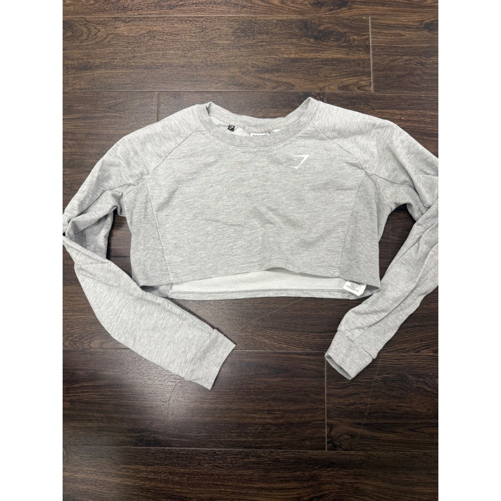 Gymshark Training Cropped‎ Sweatshirt - Light Grey Marl - Size Small
